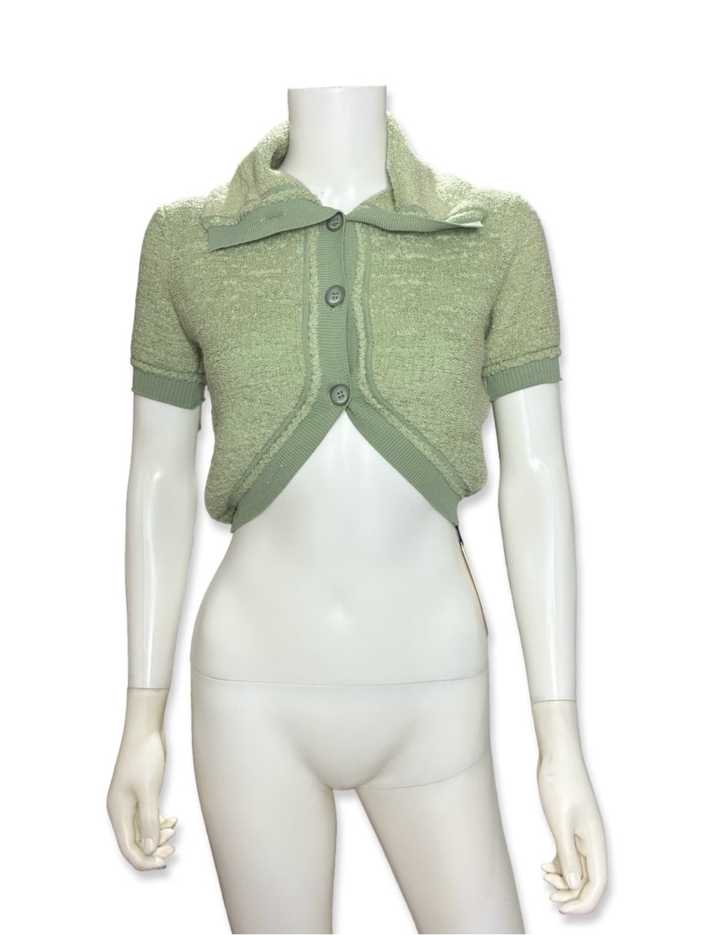 Jacquemus Green Le Cardigan Campana Terry Cloth Cropped Cardigan